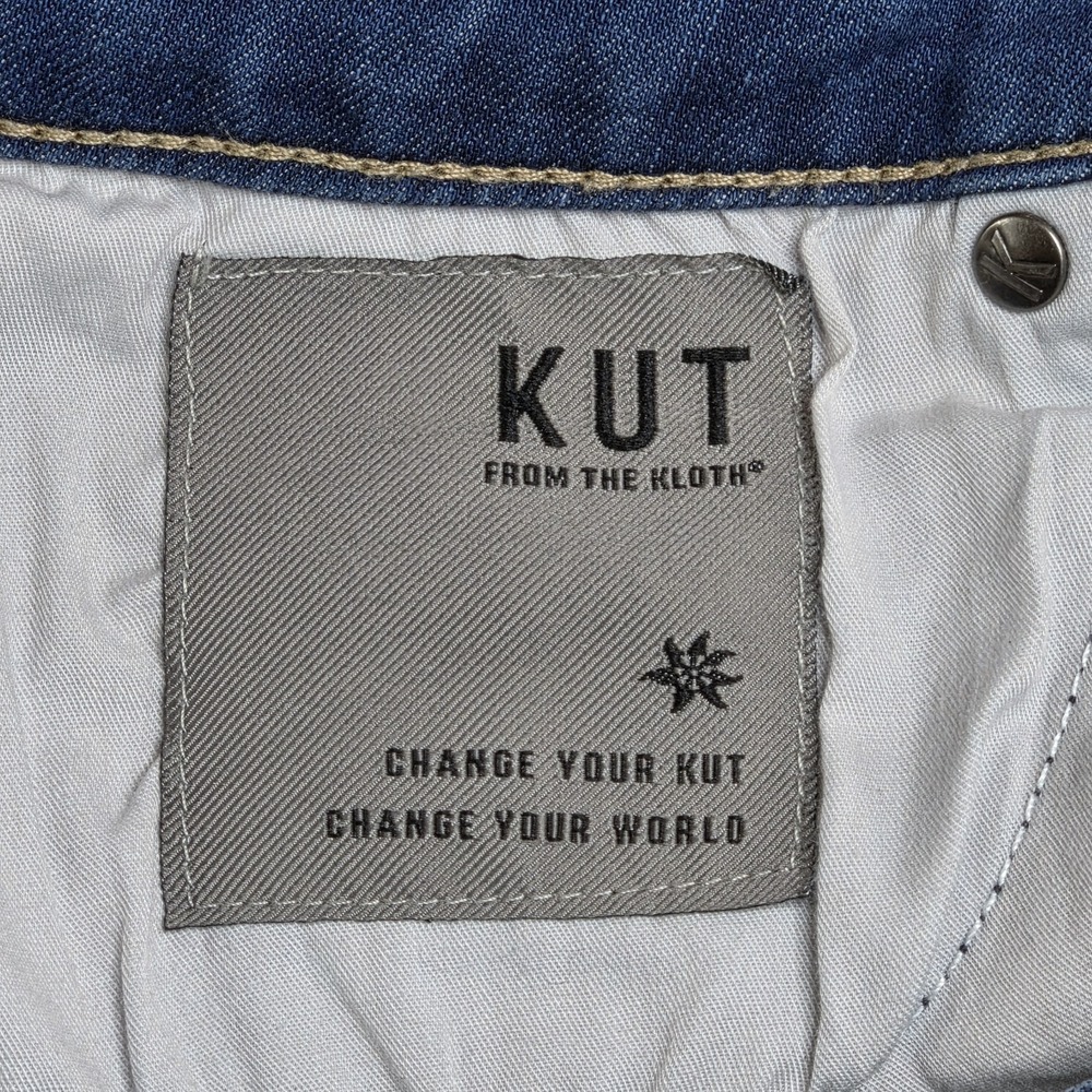 KUT from the Kloth Margo Wide Leg Jeans Women's 10 Blue Cuffed Pintuck High Rise - Picture 9 of 12